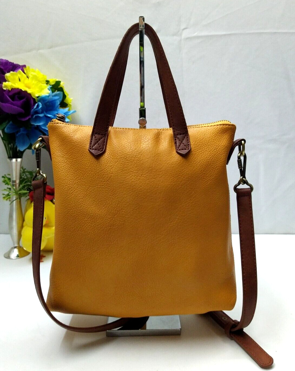 Antik Kraft Mustard Yellow Zipper Closure Crossbody Bag